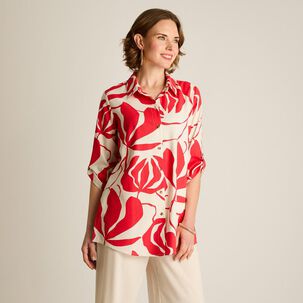 Blusa Botones Carey Manga 3/4 Cuello Camisero Mujer Lorenzo Di Pontti