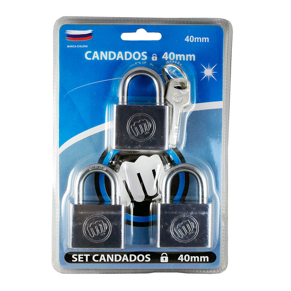 Candados De Acero 40mm/set De 3 Unidades image number 0.0