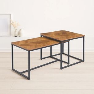 Mesa De Centro Doble Rectangular - Madera Clara