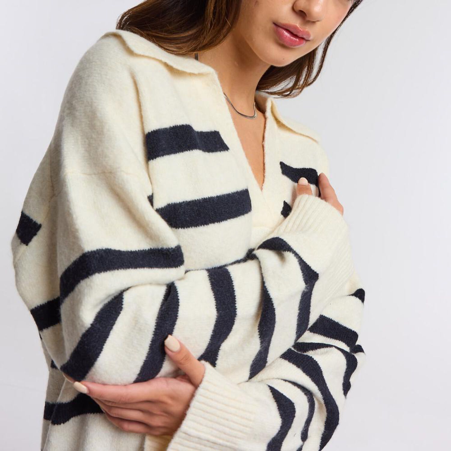 Sweater Rayas Manga Larga Cuello Camisero Mujer Freedom image number 4.0