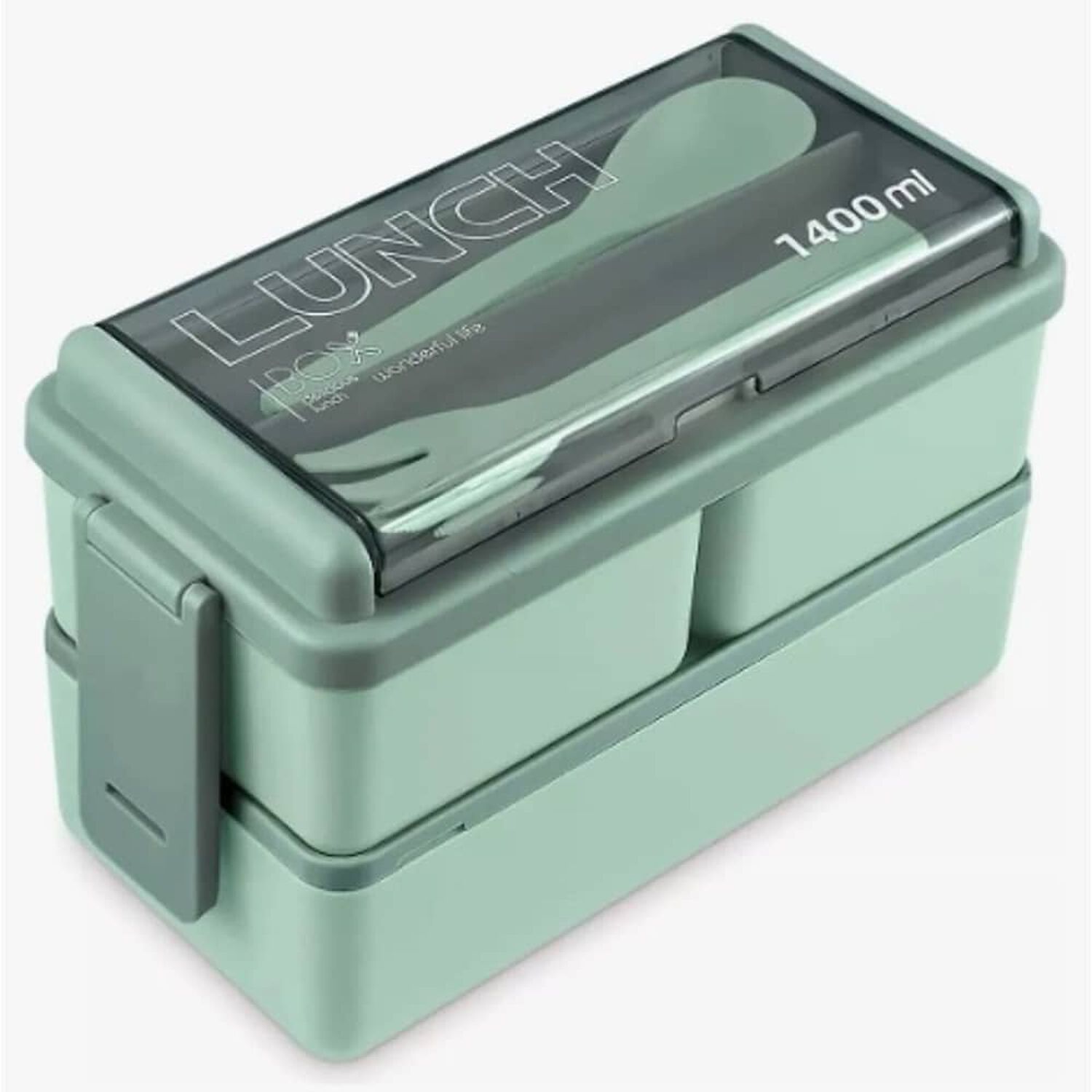 Lunch Box 2 Niveles Fiambrera Desmontable Con Cubiertos image number 0.0