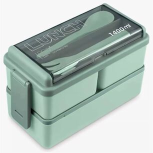 Lunch Box 2 Niveles Fiambrera Desmontable Con Cubiertos