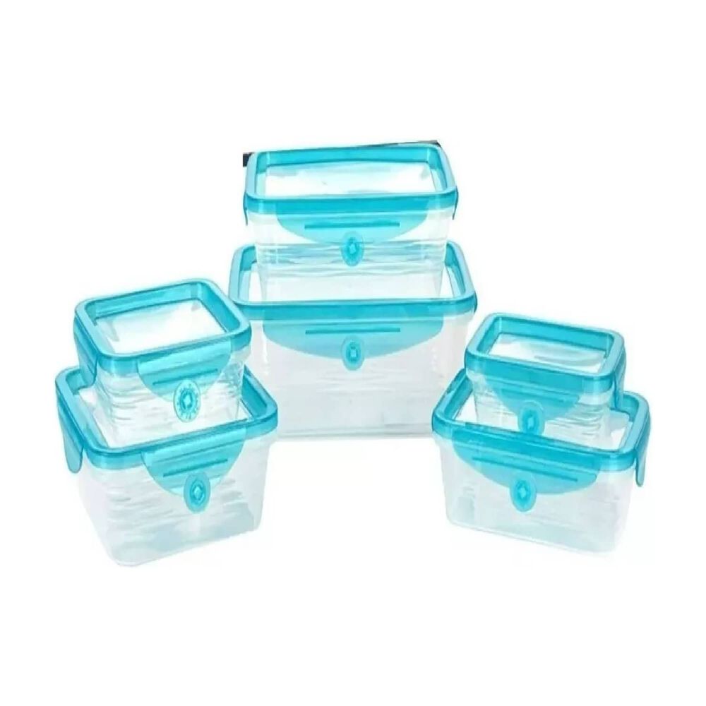 Tuper Tupper Hermetico Pack 6 + Tapa Silicona Flexible Color Celeste image number 1.0