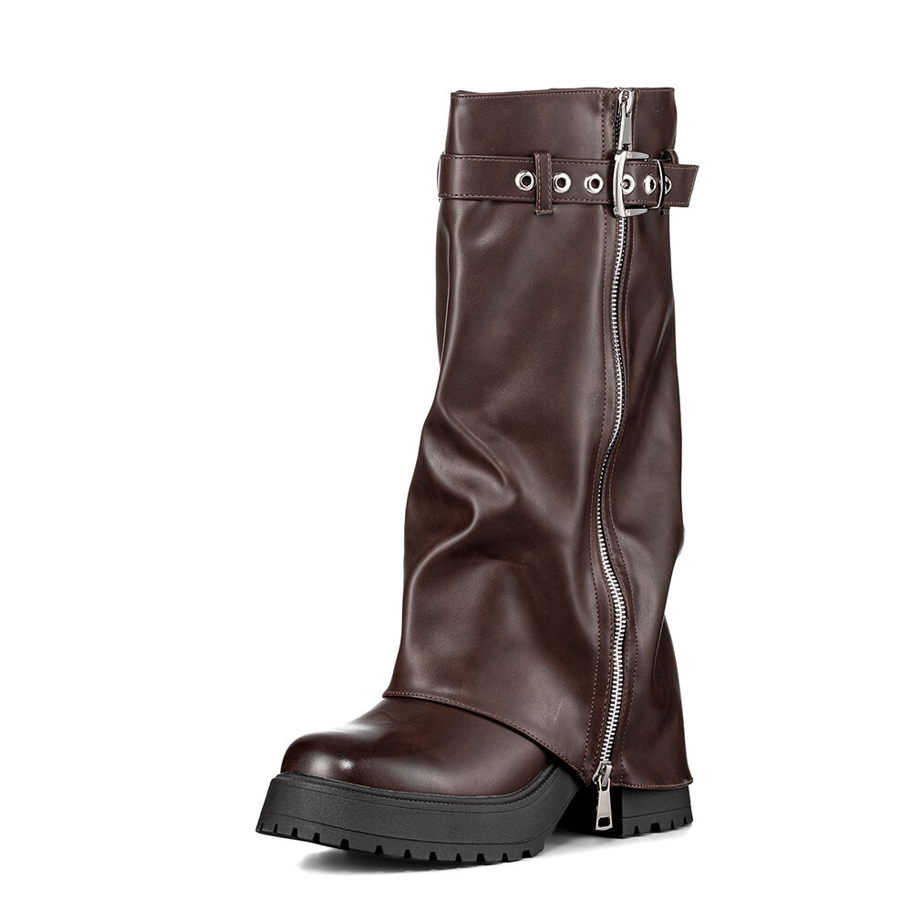 Botas Largas Mujer De Moda Eco Cuero Vintage Weide Czy603 image number 4.0