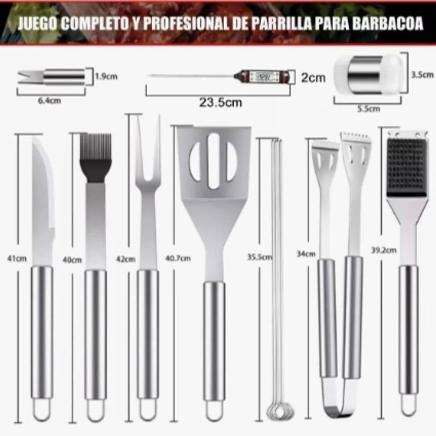 Juego De Utensilios De Acero Inox Para La Parrilla 25 Uds image number 2.0