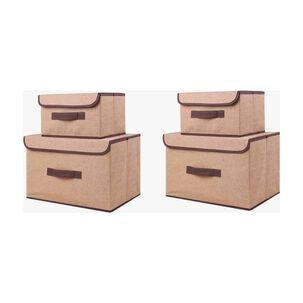 4 Unidades Cajas Organizadoras De Tela Plegables Con Tapas Arena