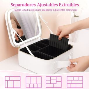 Cosmetiquero Maletin Con Espejo Led Y Divisiones Ajustables