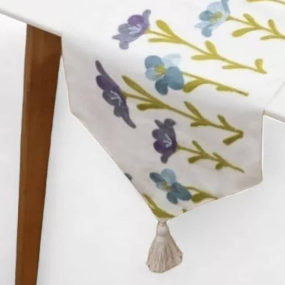 Camino De Mesa Bordado Medida 32x180cm Poliester Corredor Flores image number 1.0