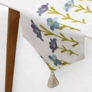 Camino De Mesa Bordado Medida 32x180cm Poliester Corredor Flores