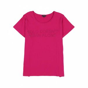 Polera Print Delantero Fozalizado Manga Corta Cuello Redondo Mujer Kimera