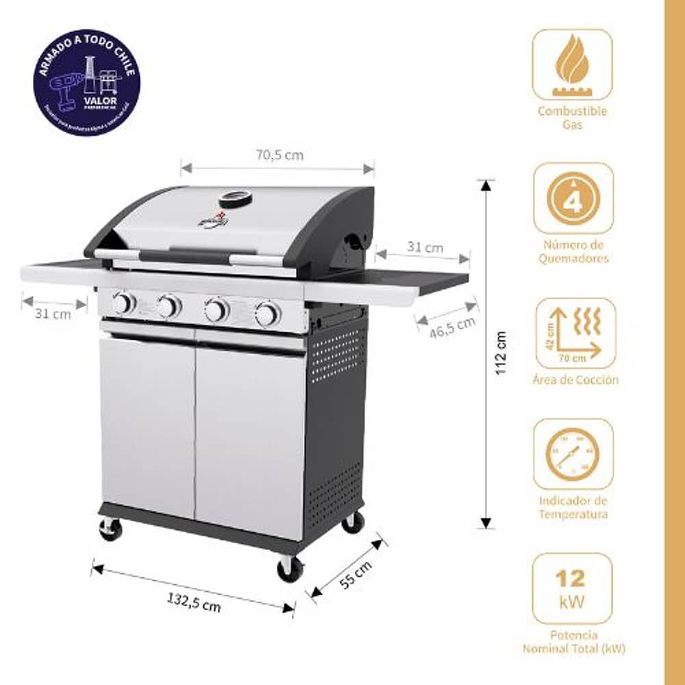 Parrilla A Gas 4 Quemadores New York Inox image number 1.0