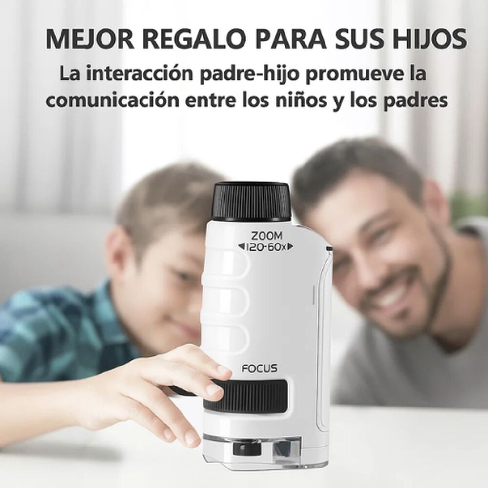 Microscopio Portátil Con Luz Para Niños Juguete Científico image number 4.0