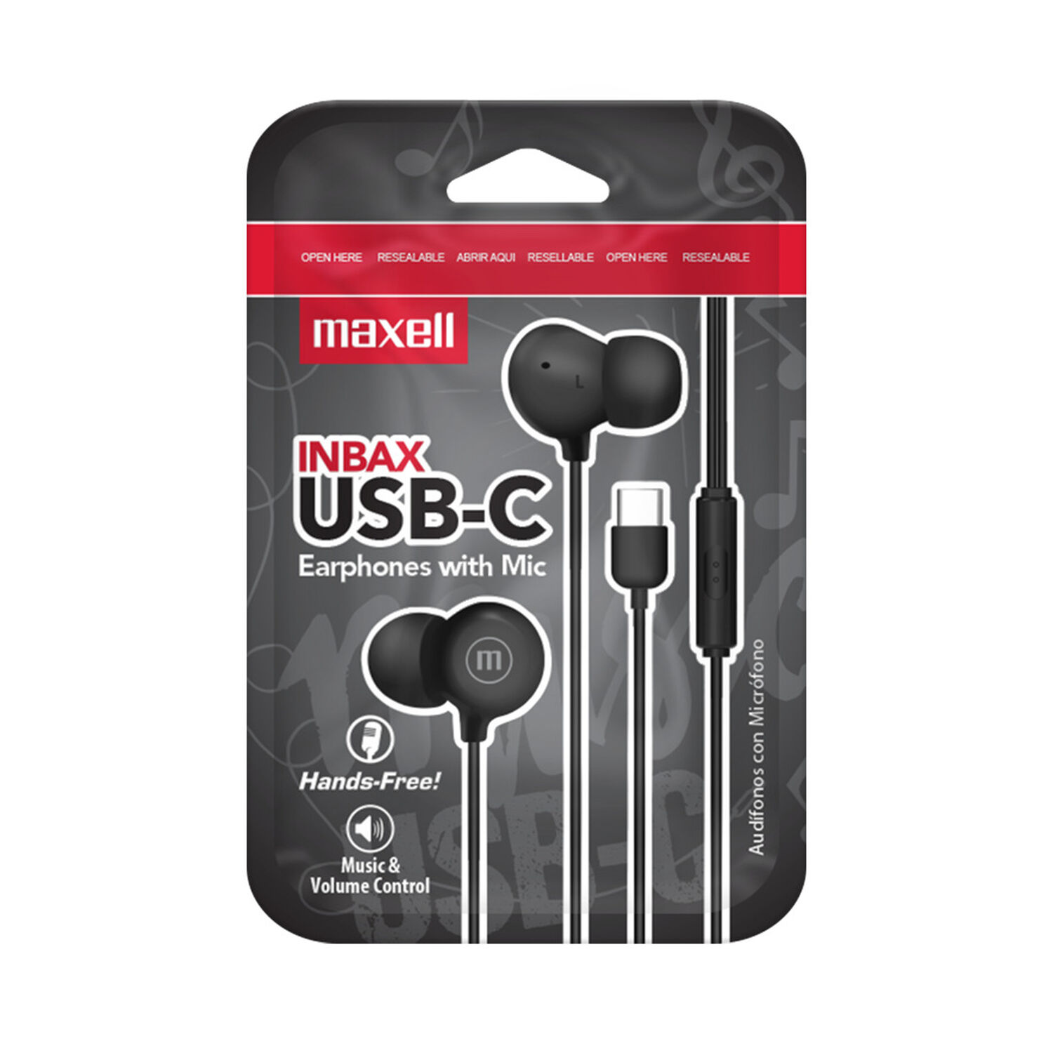 Aud&iacute;fonos Maxell In-bax Con Micr&oacute;fono In Ear Tipo C Negro image number 2.0