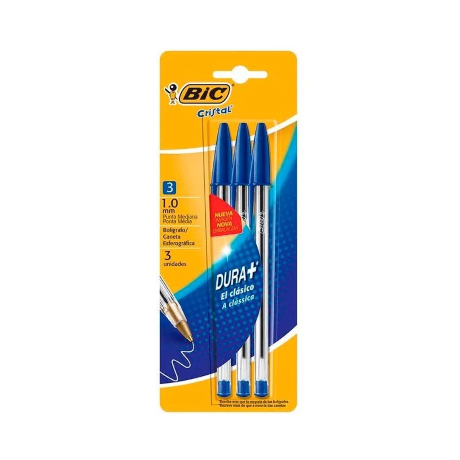 Pack X 4 Blister 3 Bol&iacute;grafos Cristal / Azul Bic image number 2.0