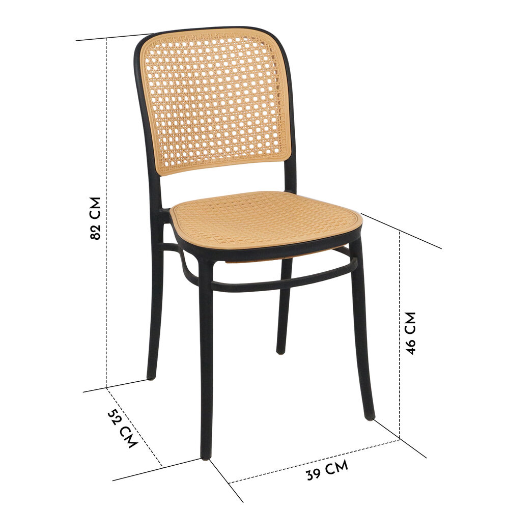 Pack 4 Sillas Terraza Plástica Cairo Negra/beige image number 2.0
