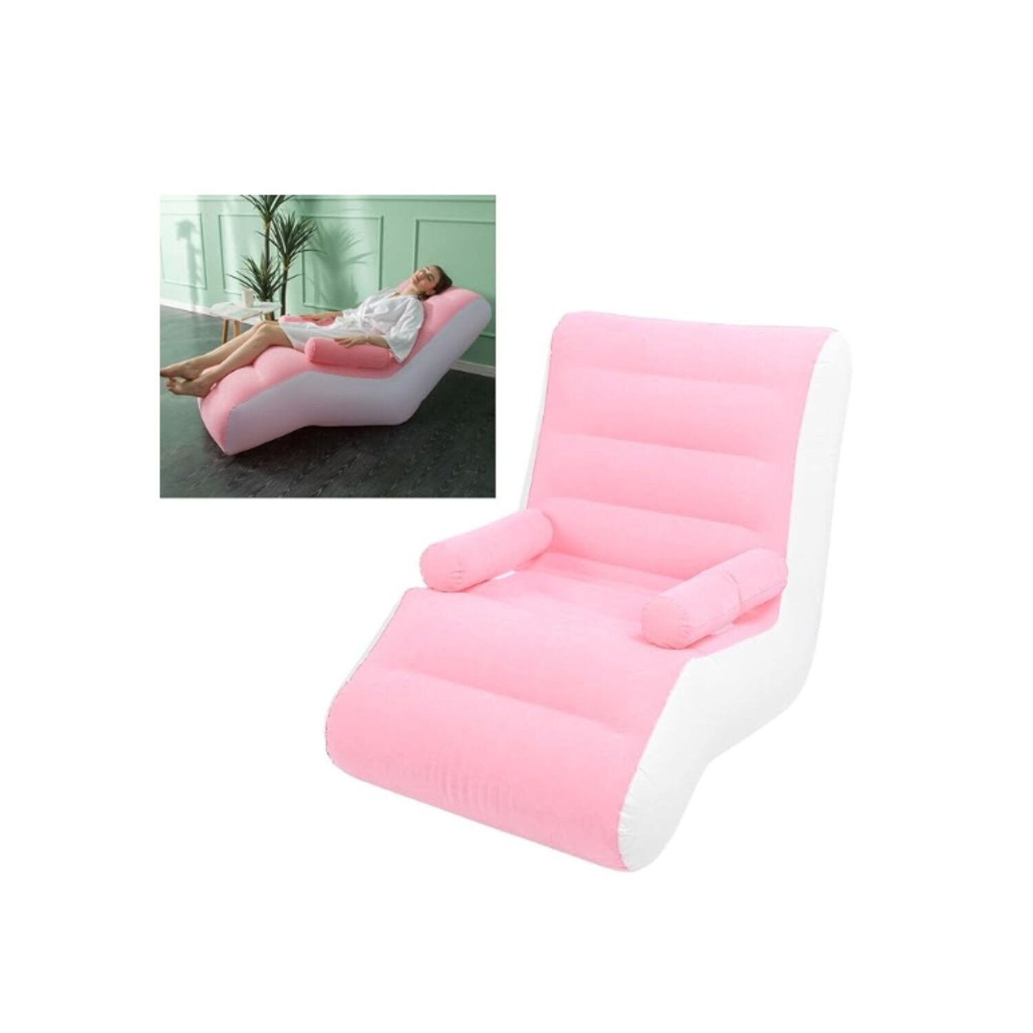 Sof&aacute; Sill&oacute;n Silla Puff Inflable Apoya Brazos Tumbona Camping image number 3.0