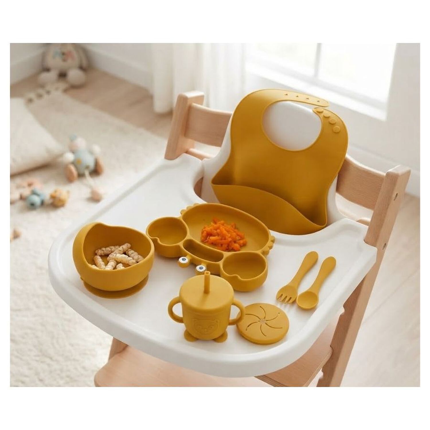 Set Alimentacion Bebe Silicona Plato Cangrejo image number 3.0
