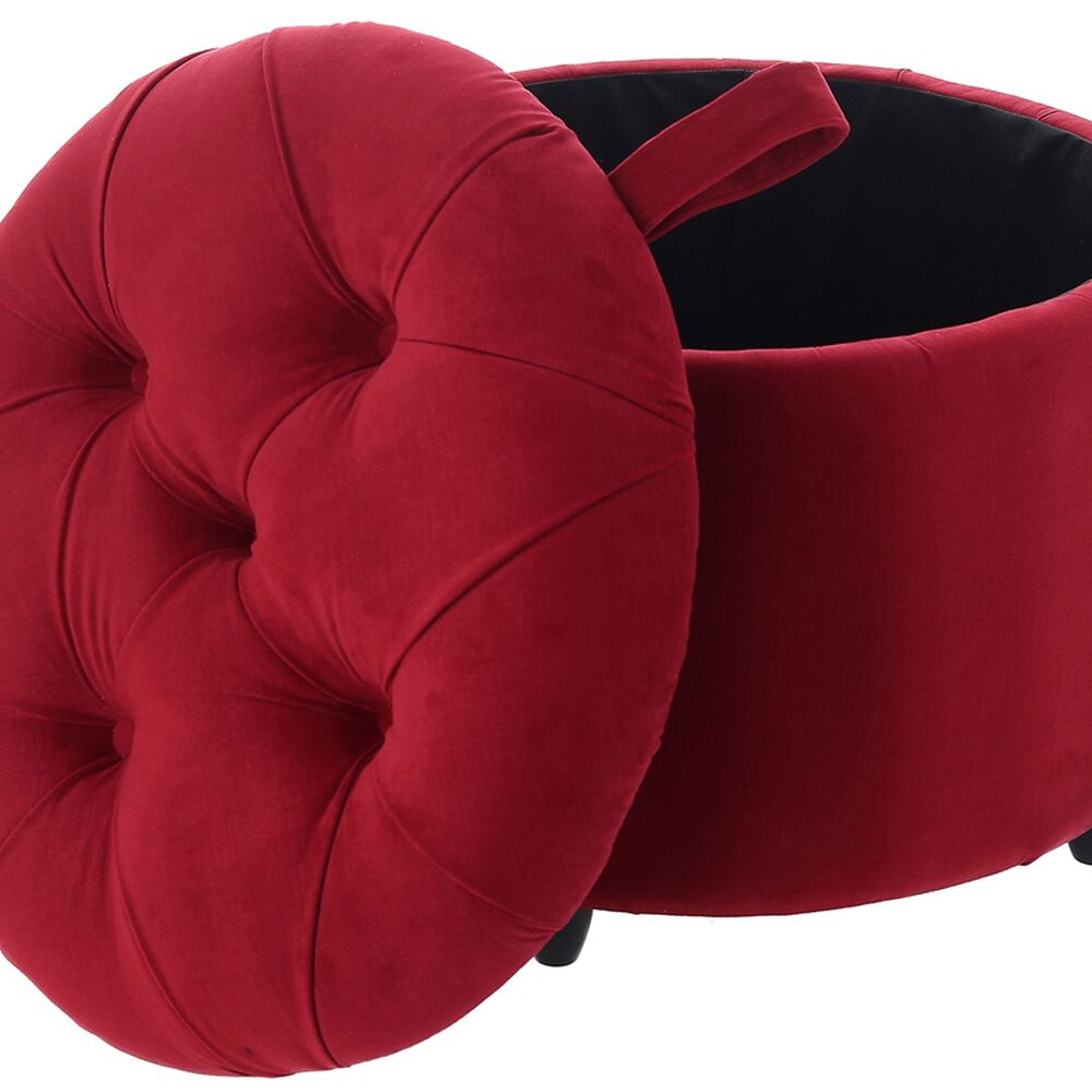 Pouf Baúl Zoe Rojo Felpa 60x60x50 Cm image number 1.0