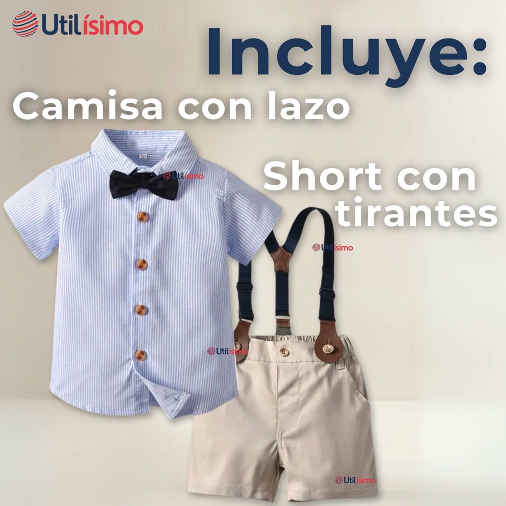 Conjunto De Vestir Con Tirantes Camisa Short Algod&oacute;n Bebes image number 1.0