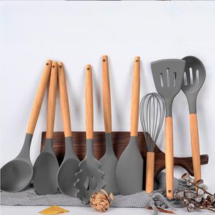 Set De 19 Utensilios De Cocina Mango De Madera