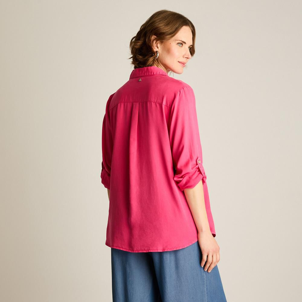 Blusa Lyocell Manga Larga Roll Up Cuello Camisero Mujer Lorenzo Di Pontti image number 2.0