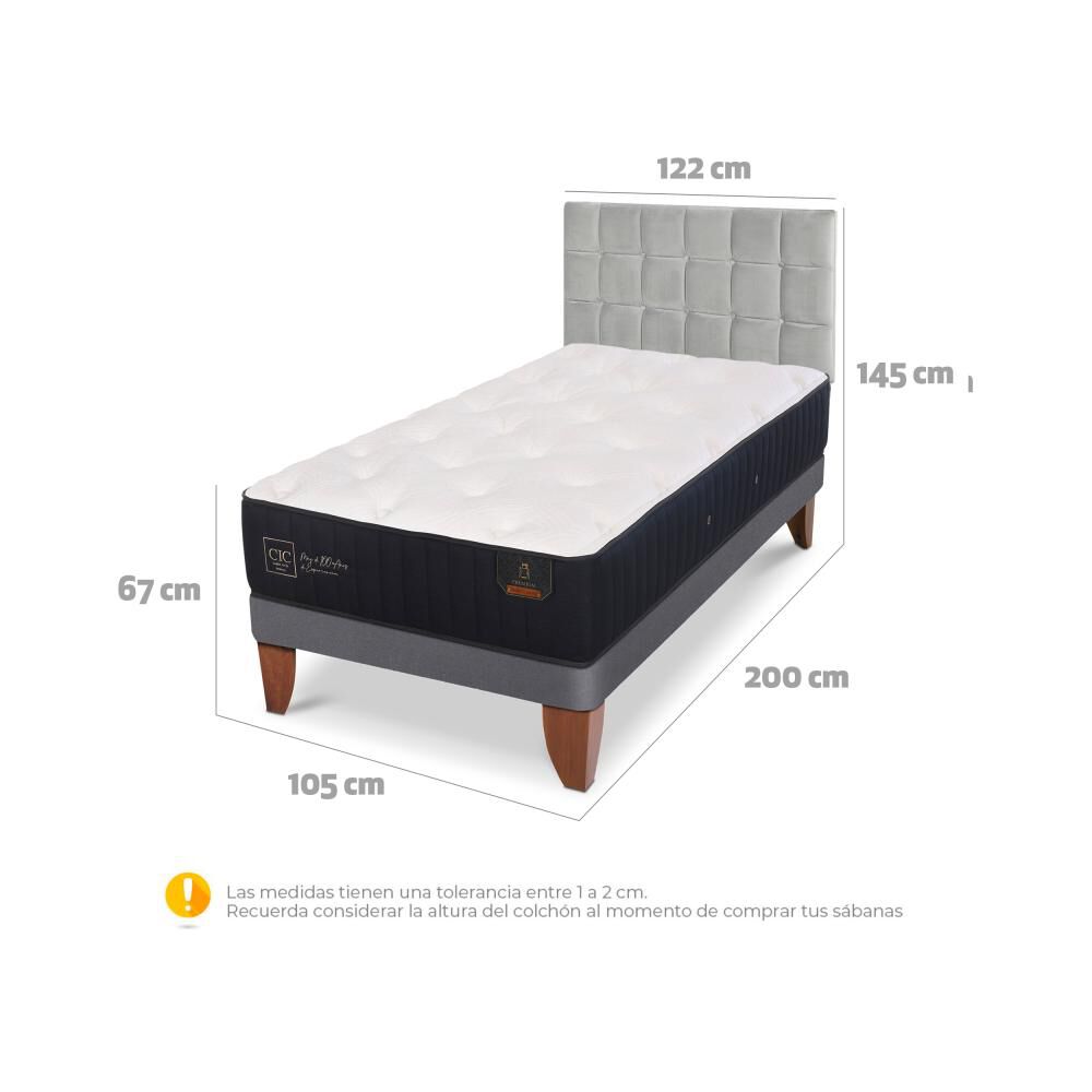 Cama Europea Cic Premium / 1.5 Plazas / Base Normal + Respaldo image number 5.0