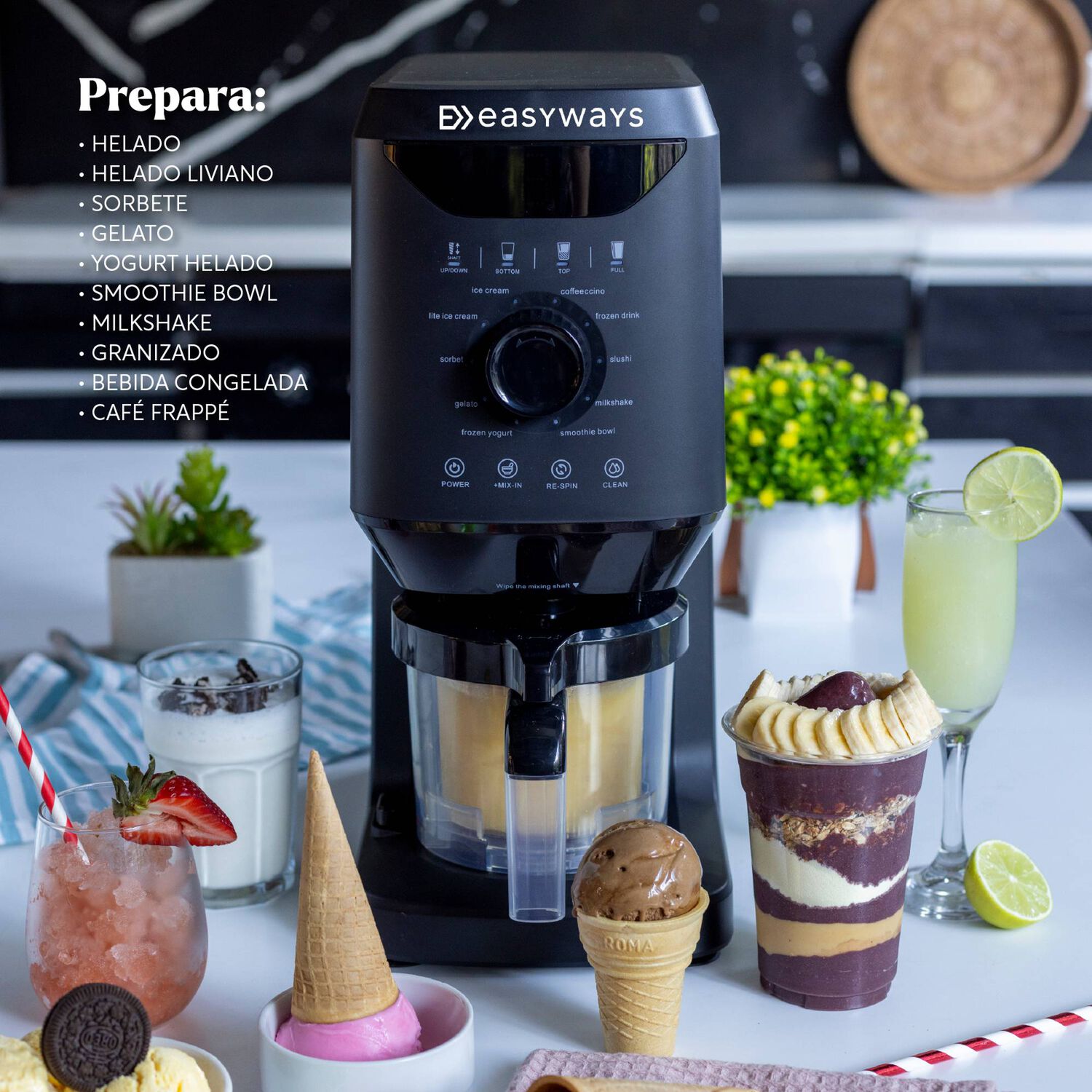 M&aacute;quina De Helado Amalfi Deluxe + 3 Bowls 500 Ml Easyways image number 4.0