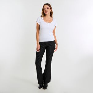 Polera Lisa Rib Manga Corta Cuello Redondo Mujer Kimera Polera Lisa Rib Manga Corta Cuello Redondo Mujer Kimera