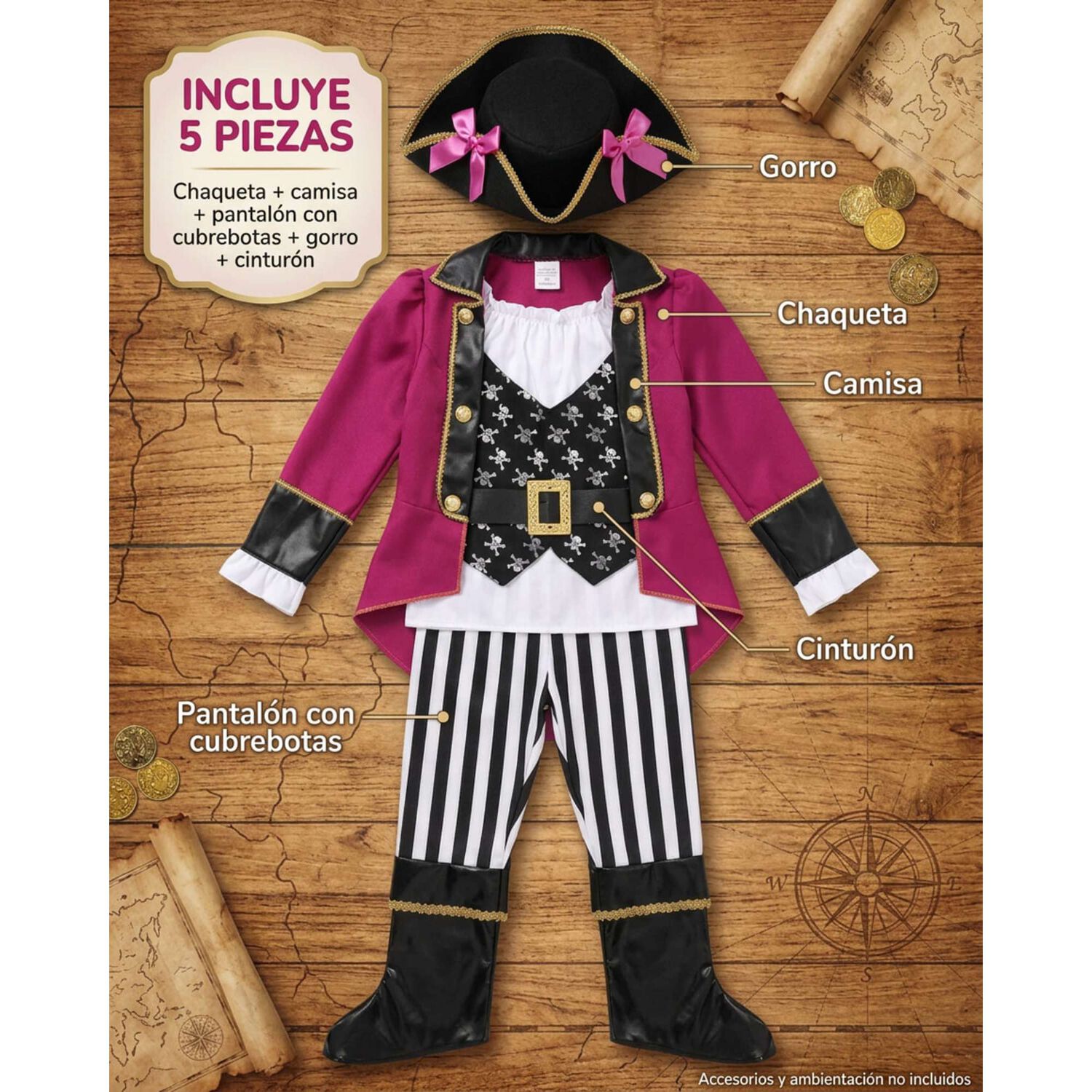 Disfraz Cosplay Pirata Corsario Piratas Infantiles Todos Ni&ntilde;o image number 20.0