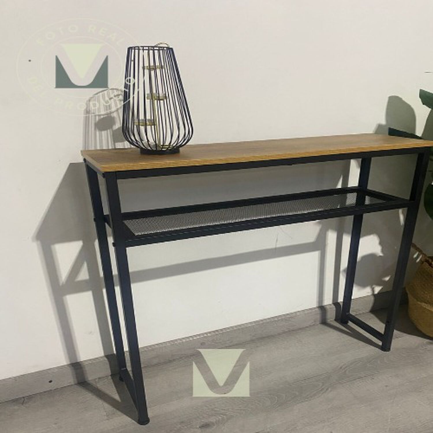 Arrimo Moderno 80 Cm Mdf Con Estructura Met&aacute;lica Y Repisa image number 3.0