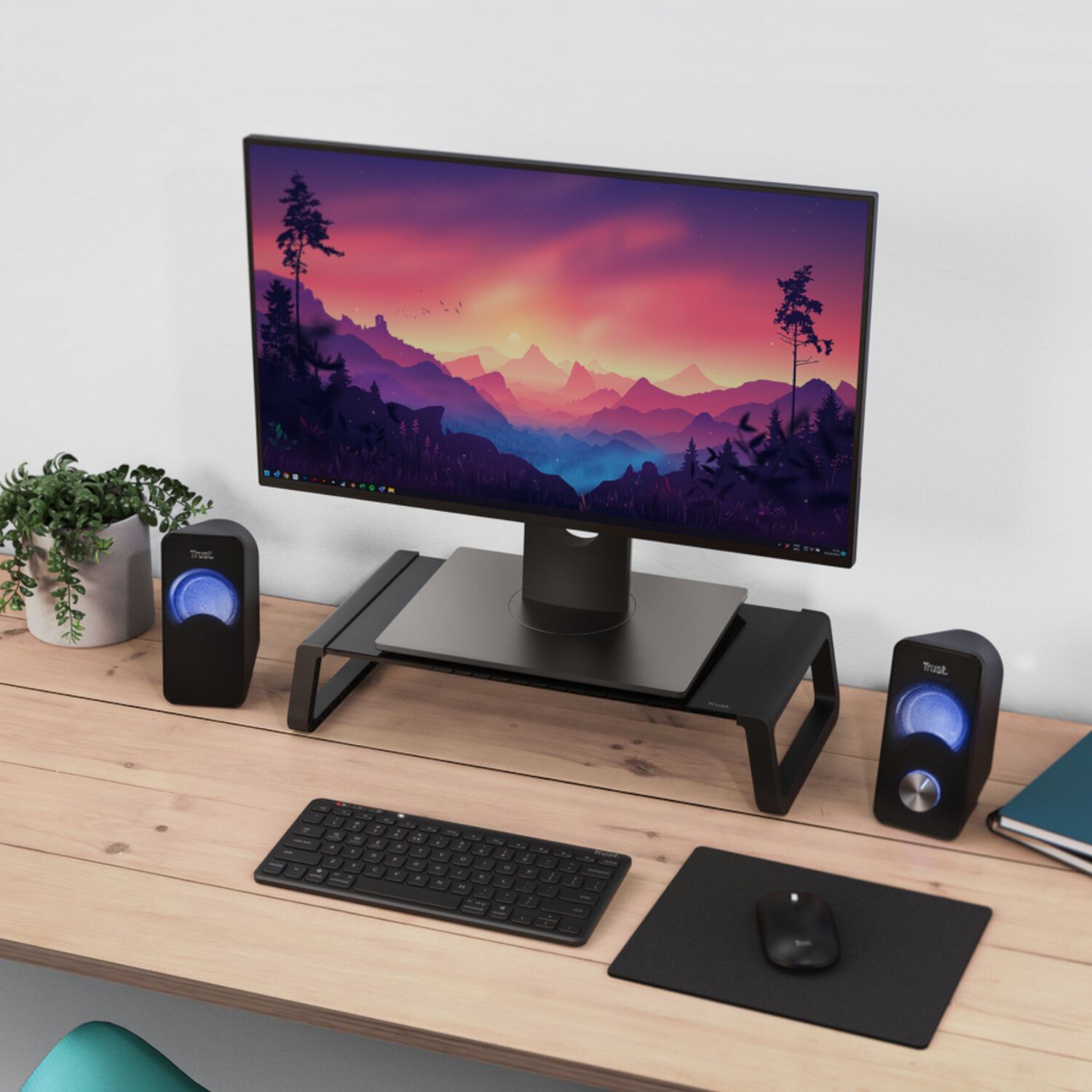 Soporte De Monitor Trust Monta Premium Tempered Glass Black image number 5.0