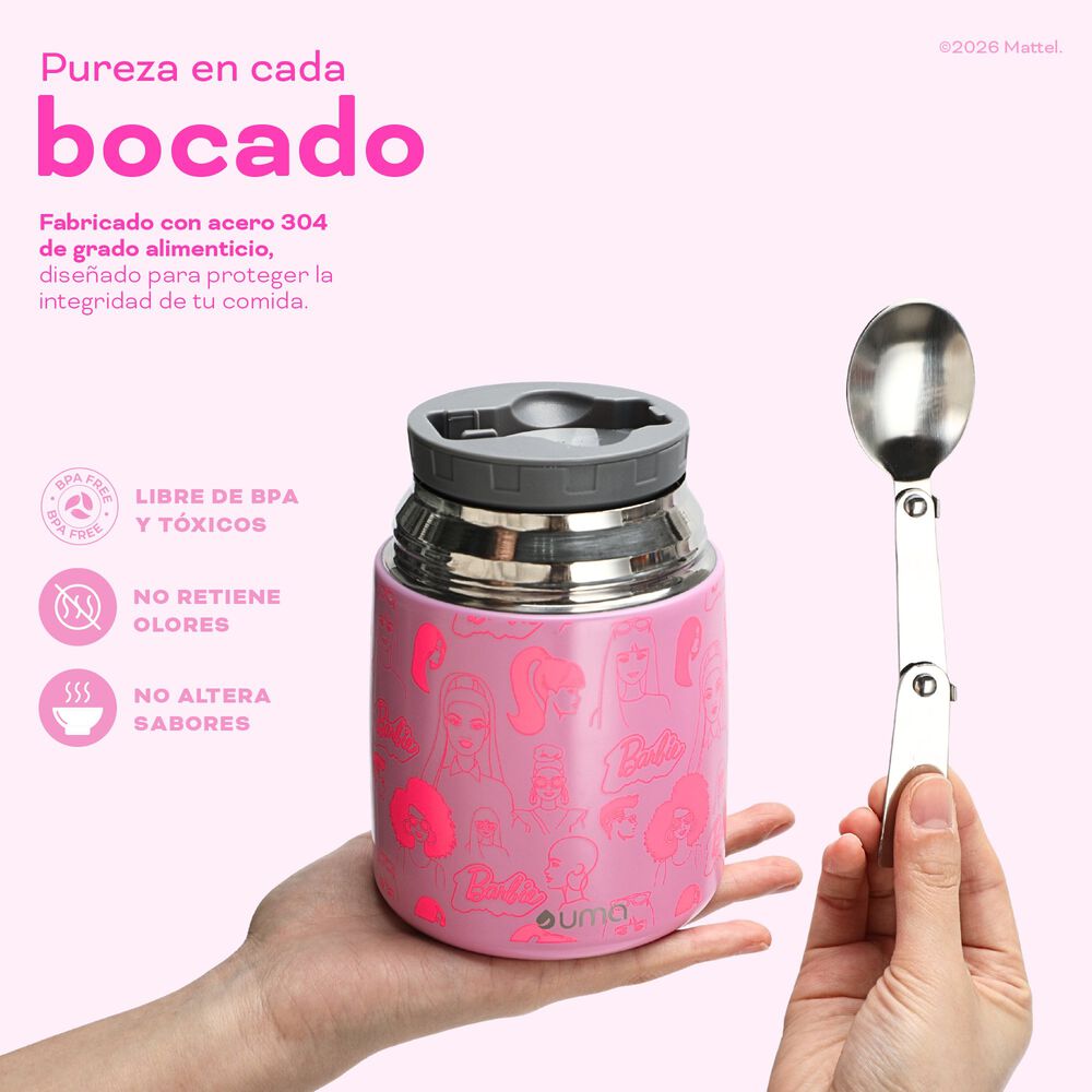 Termo Comida Barbie & Friends + Cuchara 450ml Acero Inox Uma image number 4.0