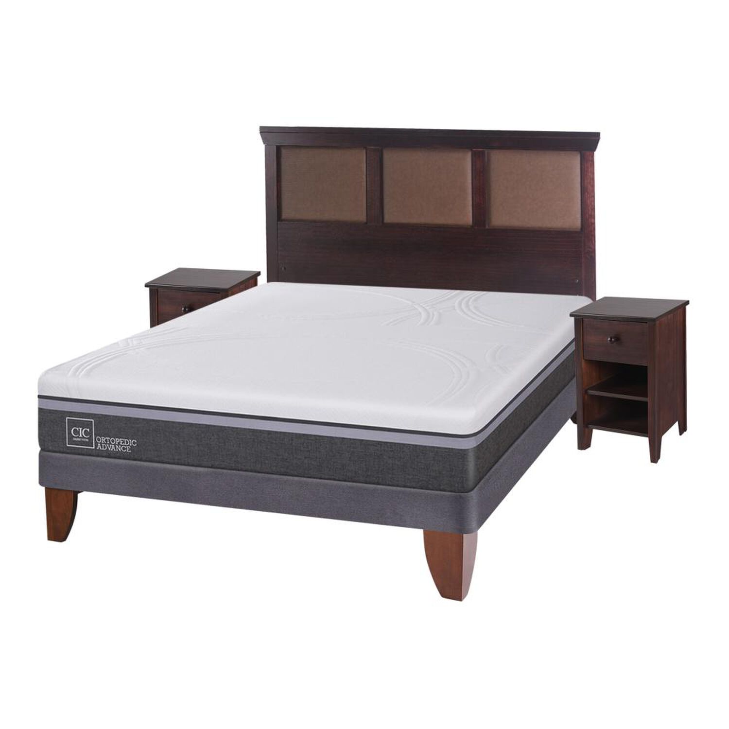 Cama Europea Cic Ortopedic / 2 Plazas / Base Normal  + Set De Maderas image number 1.0