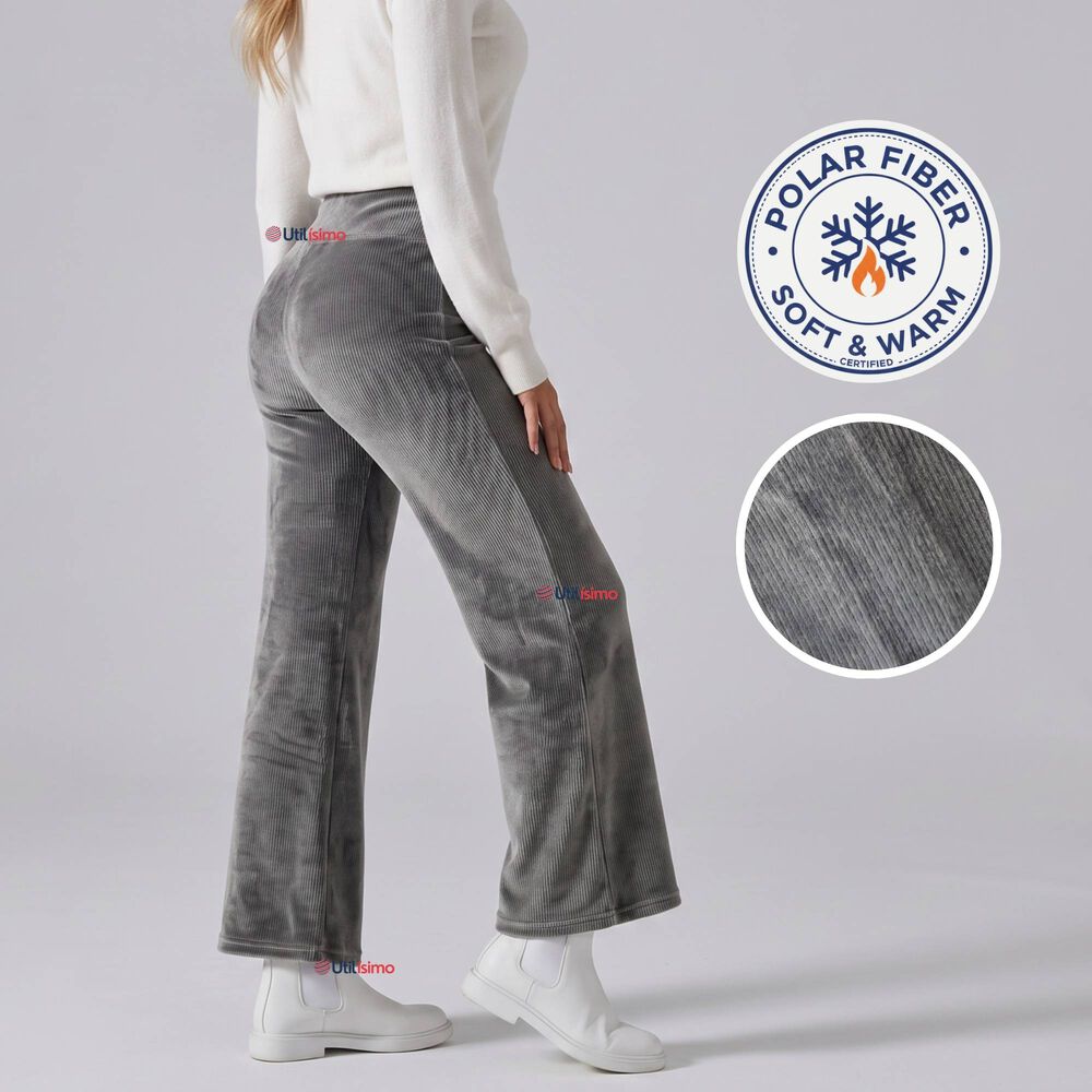 Pantal&oacute;n Cotel&eacute; Palazzo Polar Con Chiporro Elasticado T&eacute;rmico Gris Melange image number 0.0