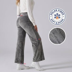 Pantal&oacute;n Cotel&eacute; Palazzo Polar Con Chiporro Elasticado T&eacute;rmico Gris Melange