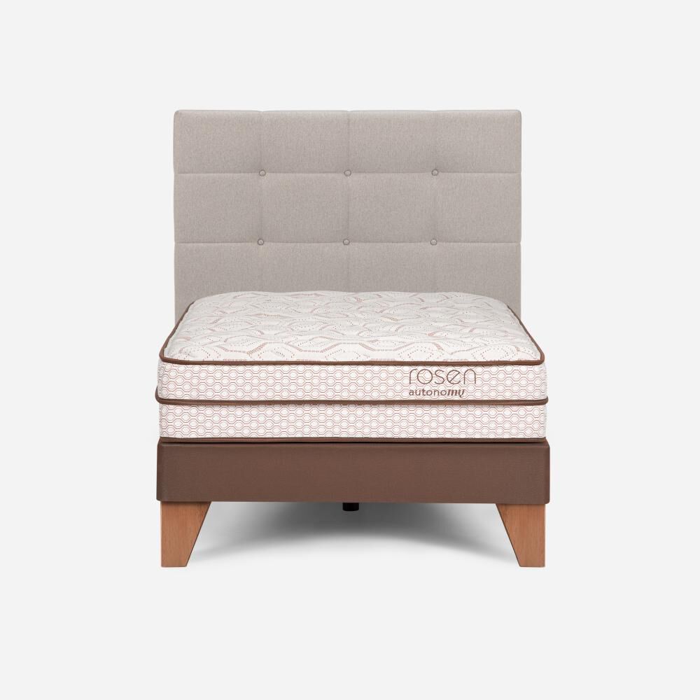 Cama Europea Rosen Autonomy / 1.5 Plazas / Base Normal + Respaldo Issey Niebla image number 0.0