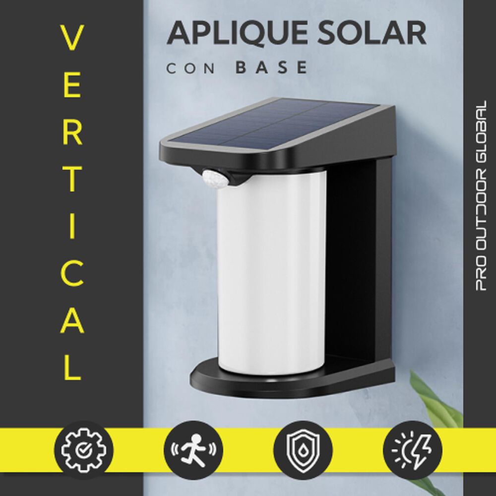 Pack 4 Aplique Solar Vertical Contra Agua Con Base Con Sensor Movimiento image number 1.0