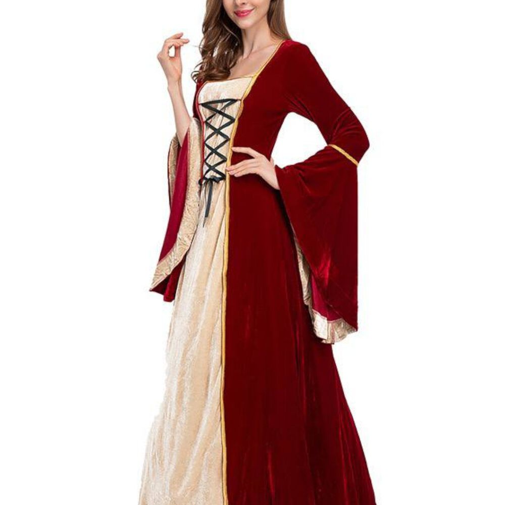 Disfraz Medieval Renacentista Para Mujer Vestido Largo Con Cordones G&oacute;tico image number 14.0