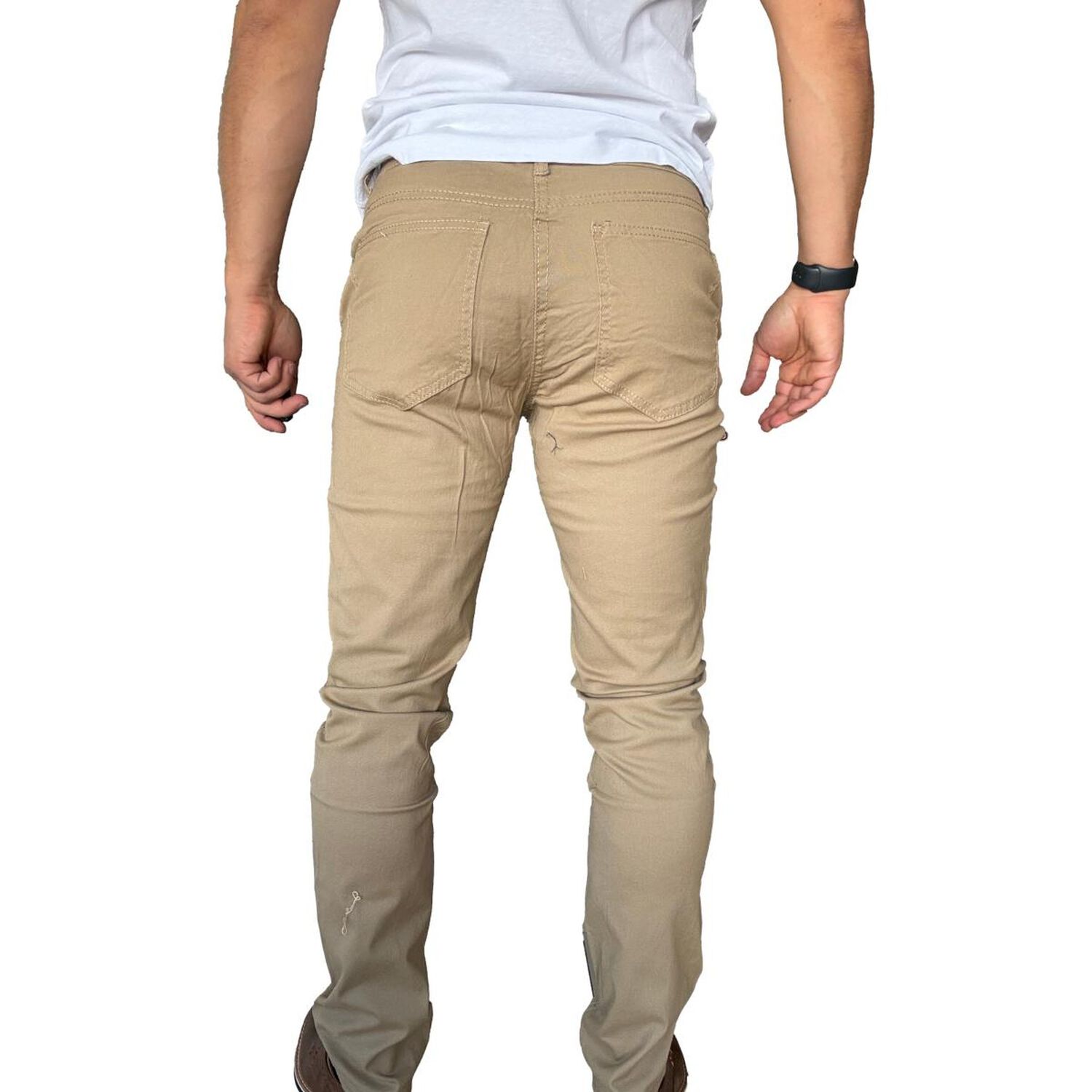 Pantal&oacute;n Tela Elasticado Hombre Casual Caqui image number 4.0