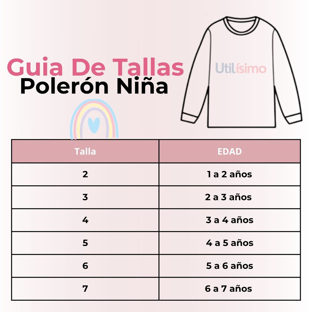 Poler&oacute;n Ni&ntilde;a Manga Larga 100% Algod&oacute;n Fucsia Arcoiris image number 2.0