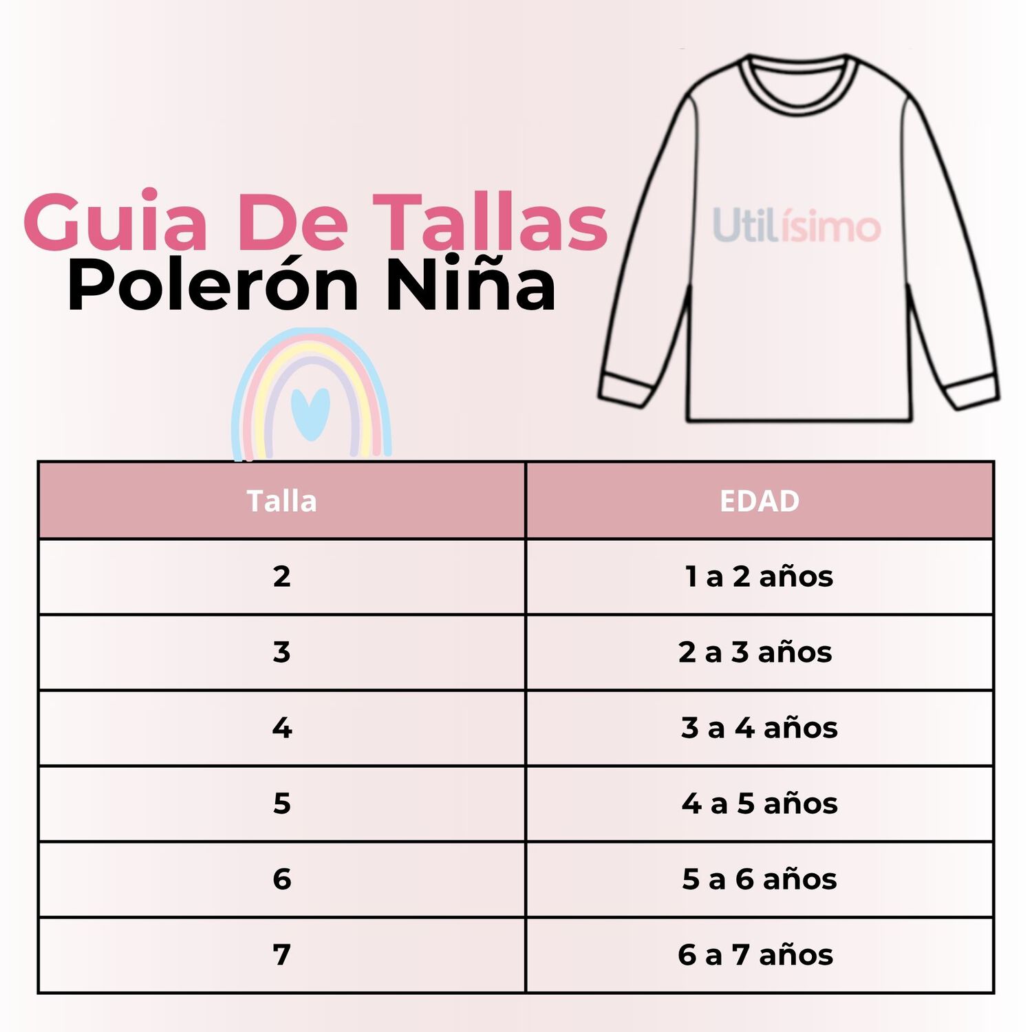 Poler&oacute;n Ni&ntilde;a Manga Larga 100% Algod&oacute;n Fucsia Arcoiris image number 2.0