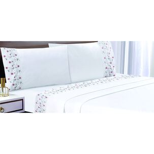 S&aacute;bana Andes 144 Hilos Bordado Rosa 1.5 Pl