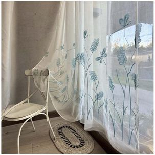 Set De 02 Visillos Bordados Con Argollas 140x230 Cm Mod06