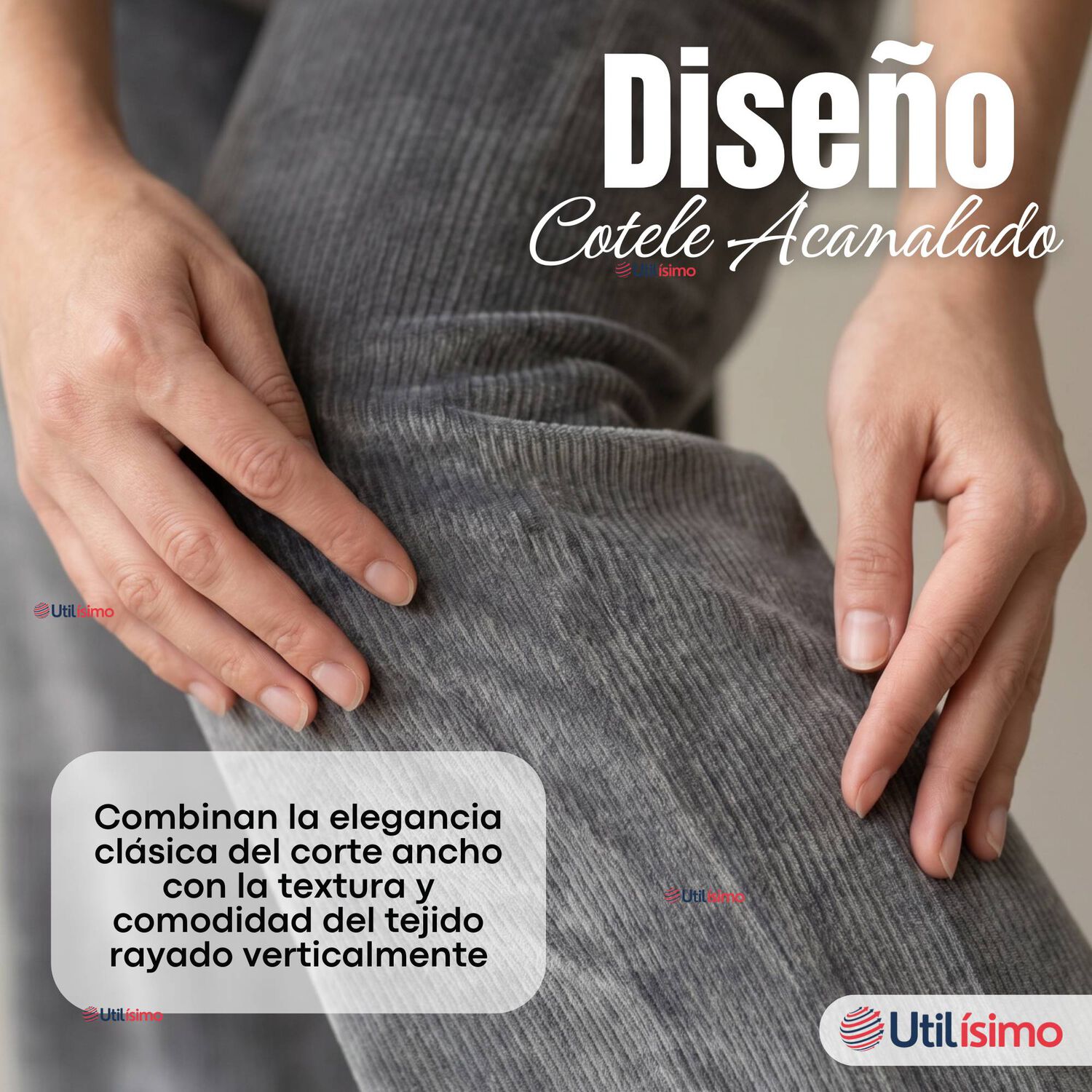 Pantal&oacute;n Cotel&eacute; Palazzo Polar Con Chiporro Elasticado T&eacute;rmico Gris Melange image number 5.0