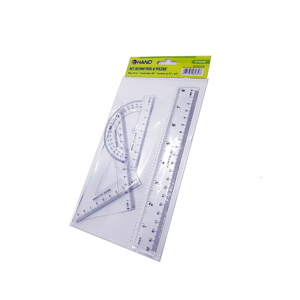 Set Geometr&iacute;a Regla 20cms + Transportador Y 2 Escuadras - Ps image number 0.0