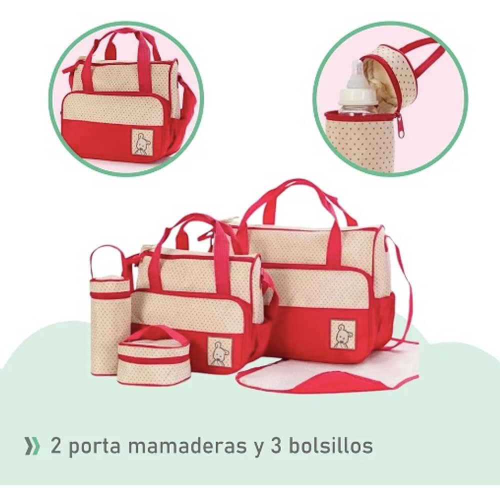 Bolso Maternal 5 Piezas Mudador Rojo image number 3.0