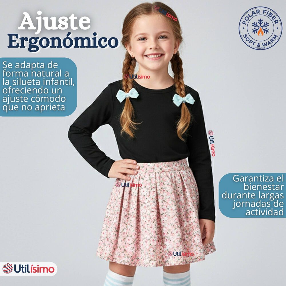 Polera Camiseta Polar Primera Capa Cuello Redondo Manga Larga Colores Surtido Ni&ntilde;a image number 8.0