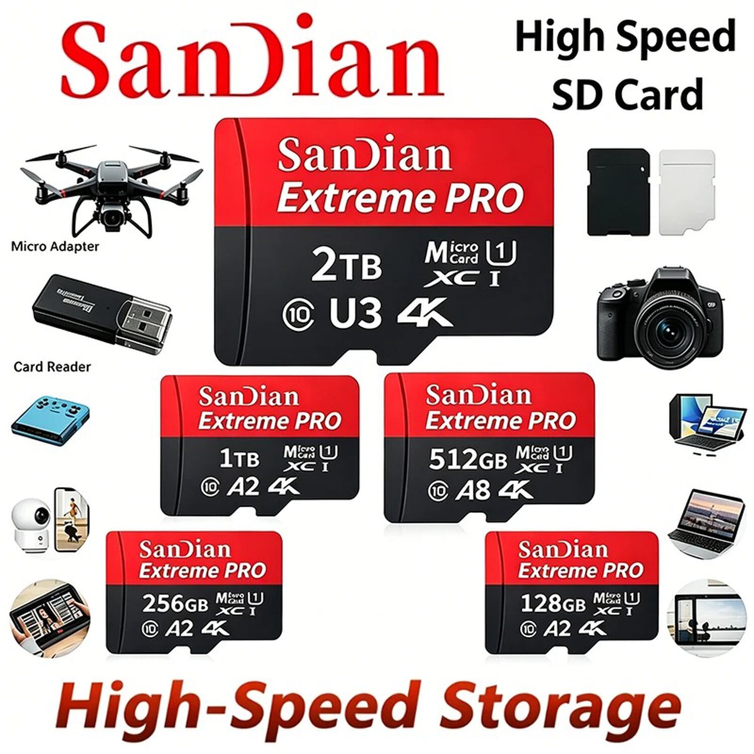 Tarjeta De Memoria 128gb Micro Sd Para Celulares 4k Ultra Hd A2 Clase 10 Sandian 128 Gb Calidad image number 7.0