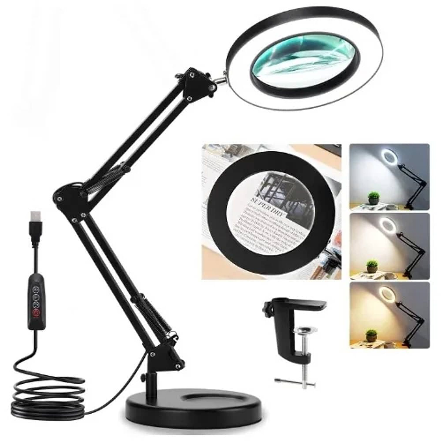 Lampara Lupa De Escritorio Luz Led Lente De Aumento Con Base image number 0.0