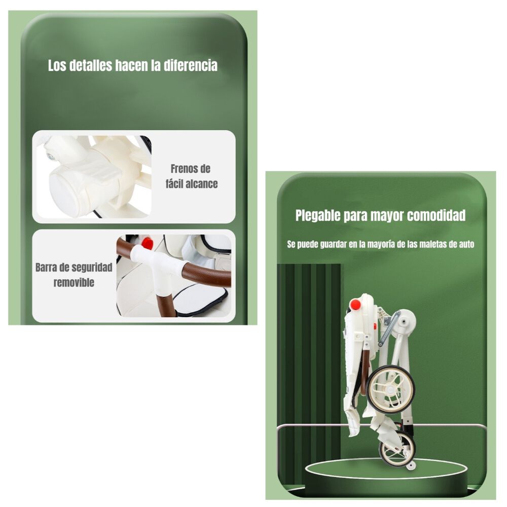 Coche Doble Con Mesita De Comer Reclinable Blanco Lubabycas image number 6.0